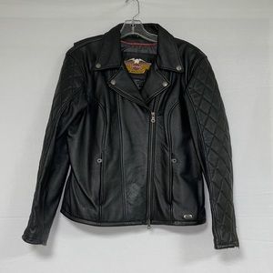 Harley Davidson Womens Leather Motorcycle Jacket L